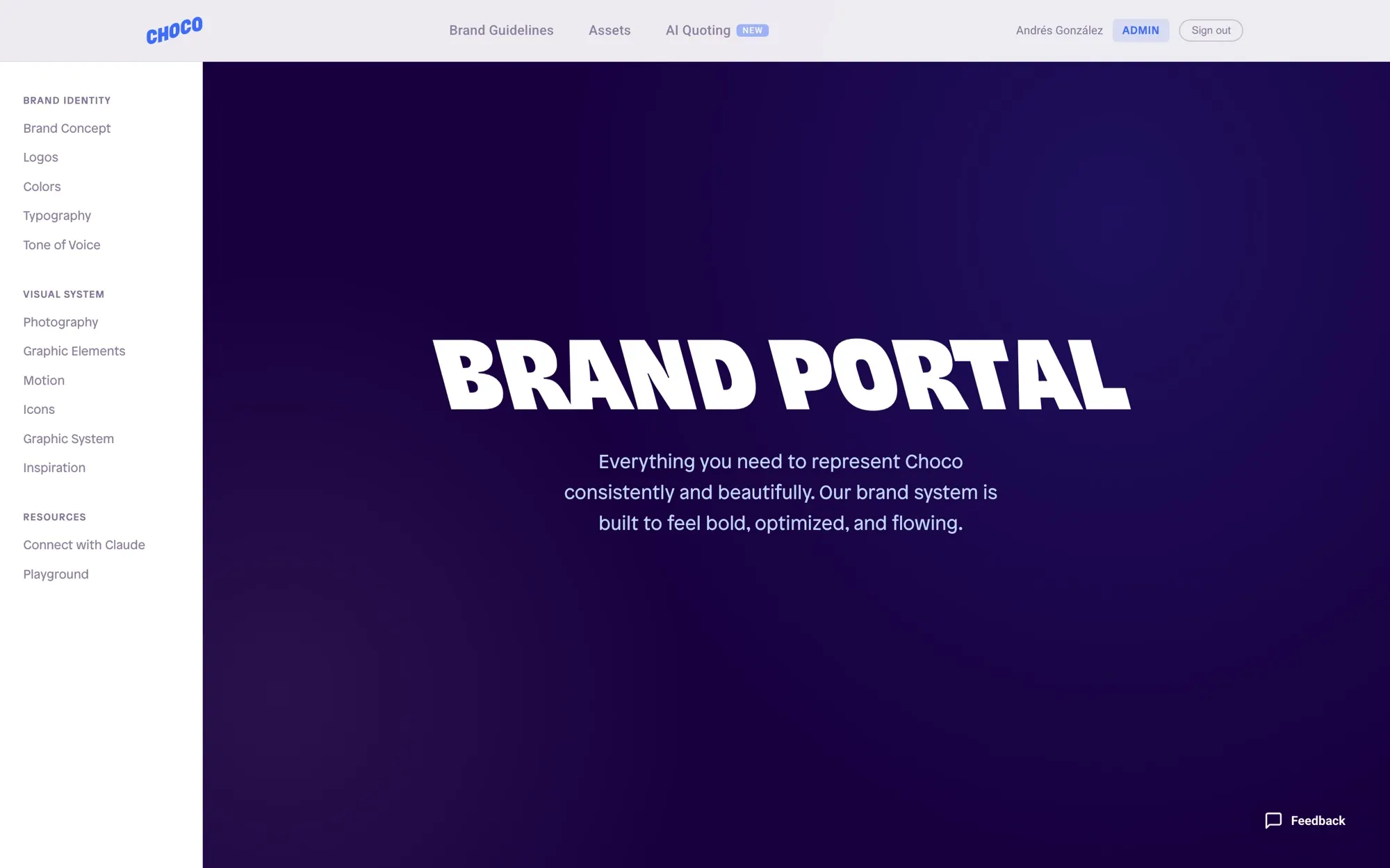 Portal home: the brand guidelines, one scroll.