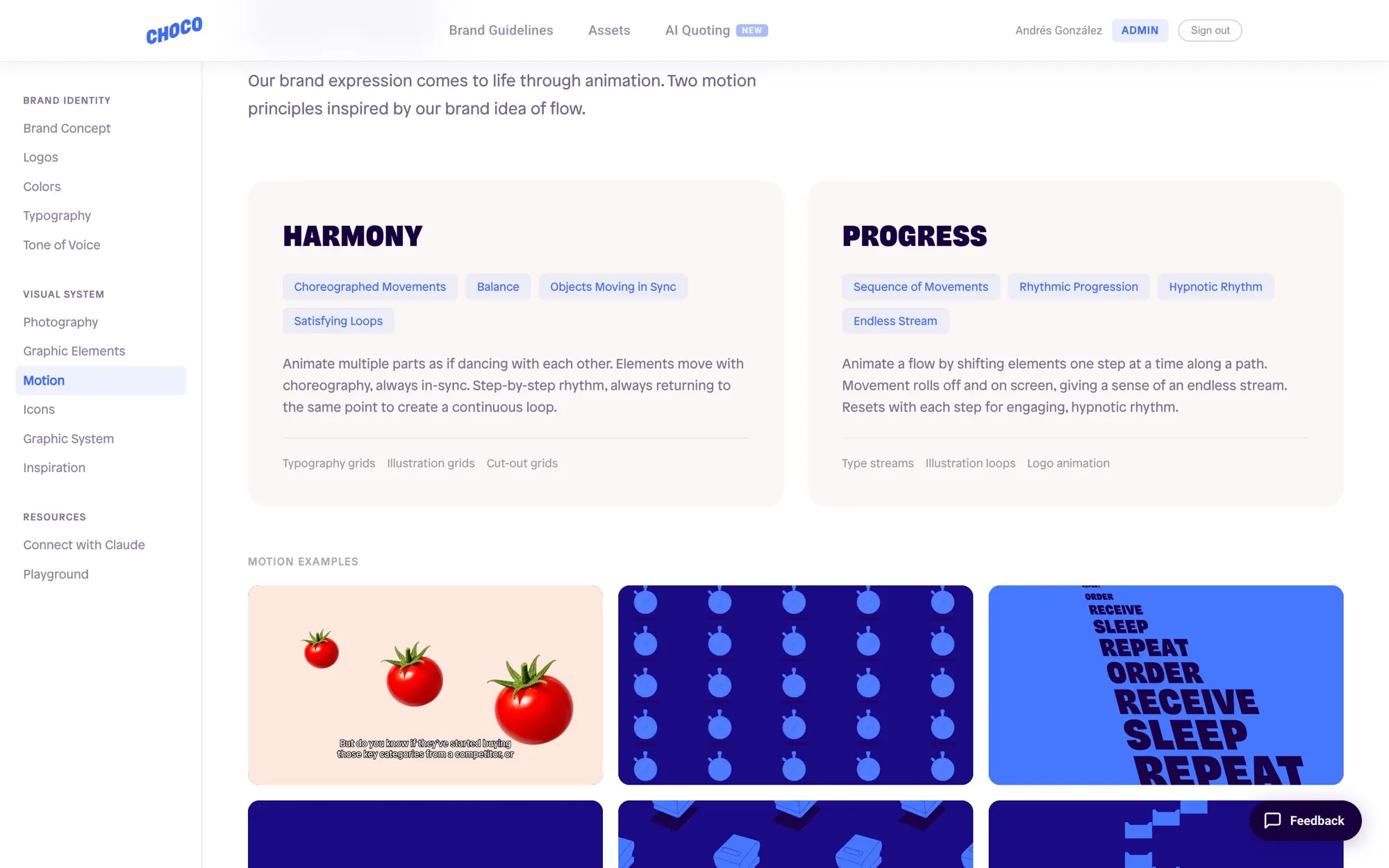 Motion principles, with looping examples of each.